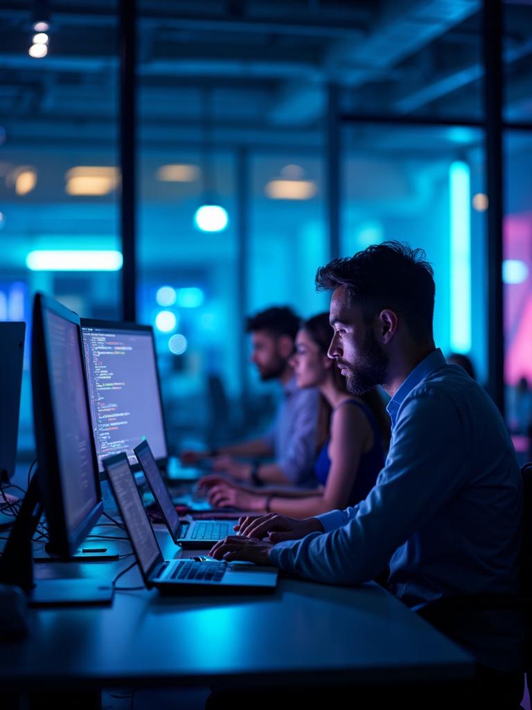 Technology innovation workspace with modern development tools