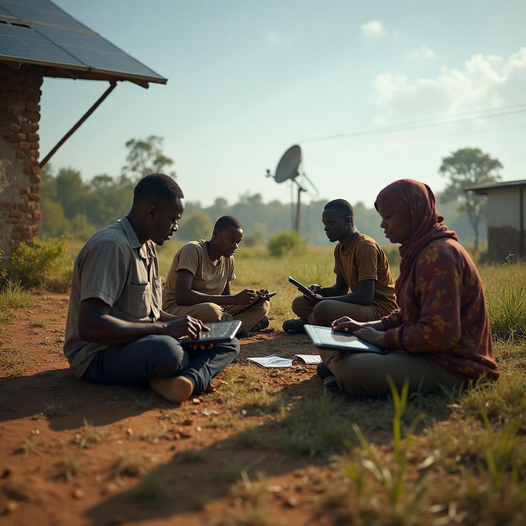 Rural community accessing digital technology and internet